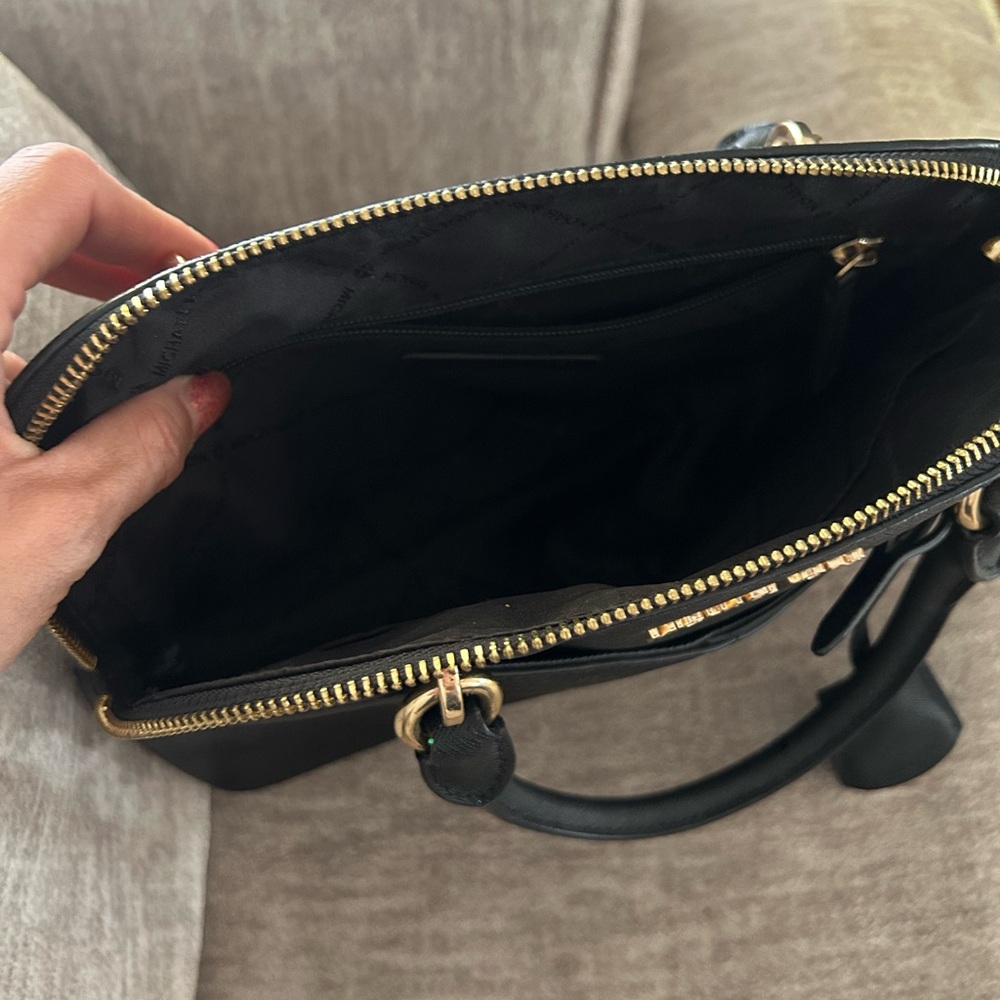 Michael Kors Black Satchel with Gold Accents